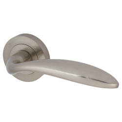 Touchpoint Satin Nickel Door Handles on Round Rose - Morgan Range
