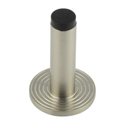 Burlington by Frelan Plain Projection Door Stop on Reeded Rose - 76mm Projection - Satin Nickel