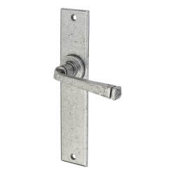 Olde Forge Pewter Latch Door Handles - Long Plate - York Range - 241 x 48mm