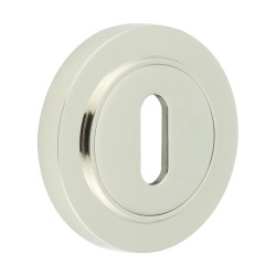 Burlington BUR60 by Frelan Escutcheon on Plain Rose - 53mm Diameter - Keyhole - Polished Nickel