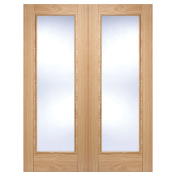 LPD Vancouver Clear Glazed Pre-Finished Internal French Doors - 1981 x 914 x 40mm - Oak