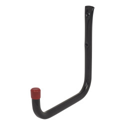 Rothley Tubular Garage and Shed Storage Hook with Red Vinyl Cap - 200mm Depth - Black & Red