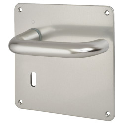 Altro Satin Aluminium 20mm Return to Door Keyhole Lock Door Handles - 160 x 160mm