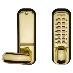 Eclipse ED20 Easy Code Push Button Digital Code Lock - Holdback Option - Polished Brass