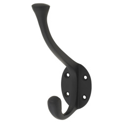 Victorian Heavy Duty Single Hat & Coat Hook - 143 x 65mm - Matt Black