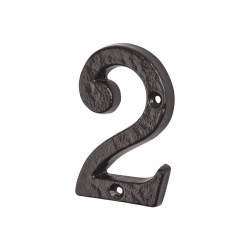 Elan 76mm Screw Fix Door Numeral - 2 - Metalized Antique Black Iron