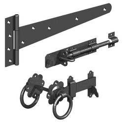 GateMate Medium Duty Side Gate Kit with Ring Gate Latch - 400mm - Epoxy Black