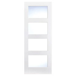 LPD Shaker 4 Light Clear Glazed Primed Solid Internal Door - 2040 x 626 x 40mm - White