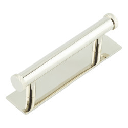 Hoxton Frelan Thaxted 15mm Lines T-Bar Cabinet Pull Handle on Plain Backplate - 96mm c/c - Polished Nickel