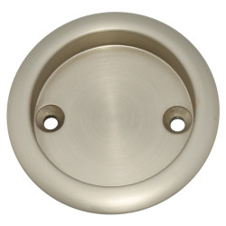 Klug Round Screw Fixed Flush Handle - 63mm Diameter - Satin Nickel