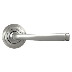 From The Anvil Satin Stainless Steel Door Handles on Round Art Deco Rose - Avon Range