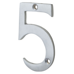 76mm Screw Fix Door Numeral - 5 - Satin Chrome