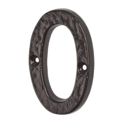 Elan 76mm Screw Fix Door Numeral - 0 - Metalized Antique Black Iron