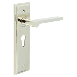 Burlington by Frelan Polished Nickel Fire Rated Euro Lock Door Handles - Fitzrovia - 200 x 55mm