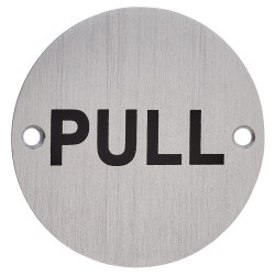 Touchpoint Pull Door Sign - 75mm Diameter - Satin Aluminium