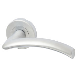 Heritage Brass by M Marcus Satin Chrome Door Handles on Round Rose - Centaur Range