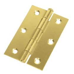 Loose Pin Steel Butt Door Hinge - 89 x 58mm - Polished Brass - Pair