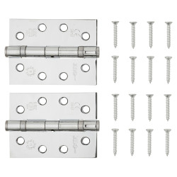 Jedo Twin Ball Bearing Steel Grade 11 Butt Fire Door Hinge - 102 x 76 x 2.7mm - Pol Chrome - Pair
