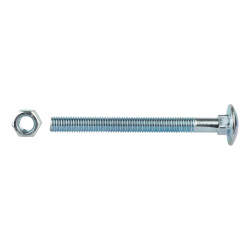 Carriage / Coach Bolt with Nut - M10 x 130mm - Zinc Plated - Pack of 5