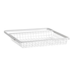 elfa Top Track System - Click In Shallow Wire Basket & Gliding Frame - 610 x 440 x 85mm - White