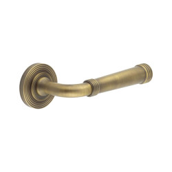 Burlington by Frelan Antique Brass Fire Rated Door Handles on Round Reeded Rose - Highgate Range