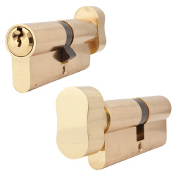 Yale 1 Star 6 Pin Kitemarked 80mm Euro Thumbturn Cylinder - 40mm Turn + 40mm - Polished Brass