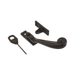 Olde Forge Tudor Locking Wedge Casement Window Fastener - Right Hand - Antique Black Iron