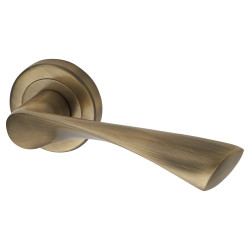 Altro Antique Brass Door Handles on Round Rose - Knightsbridge Range