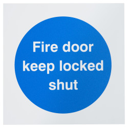 Altro Fire Door Keep Locked Shut Door Sign - 100 x 100mm - Rigid Plastic