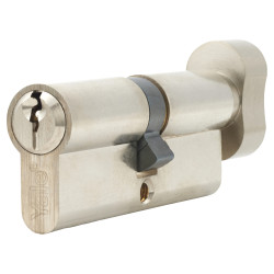 Yale 6 Pin 80mm Euro Thumbturn Cylinder - 40mm Turn + 40mm - Satin Nickel - Keyed to Differ