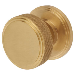 Hampstead Satin Brass Knurled Mortice Door Knob - 62mm Rose Diameter - Riley Range