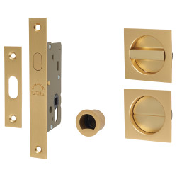 Heritage Brass by M Marcus Square Flush Privacy Handle Set with Lock - Satin Brass