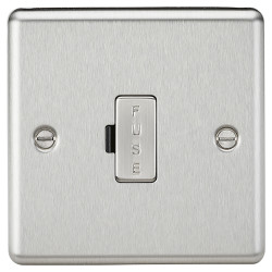 Knightsbridge 13A 1 Gang Round Edge Unswitched Fused Spur - Brushed Chrome