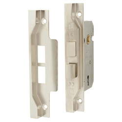 2 Lever Pre Rebated Sashlock - 64mm Case - 44mm Backset - Nickel Plated