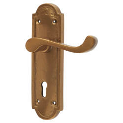 Olde Forge Antique Bronze Period Scroll Keyhole Lock Door Handles - 165 x 45mm