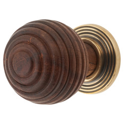 From The Anvil Beehive Ball Cabinet Knob - 35mm Diameter - Rosewood - Antique Brass Rose