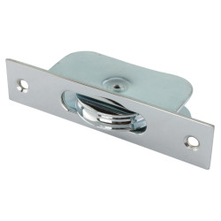 Altro Square Axle Sash Window Pulley - 44mm Curved Metal Wheel - Polished Chrome