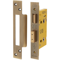 Altro Architectural Bathroom Lock - 65mm Case - 44mm Backset - Radius - Antique Brass
