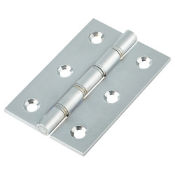 Double Phosphor Bronze Washered Butt Door Hinge - 75 x 50 x 2.5mm - Satin Chrome - Pair