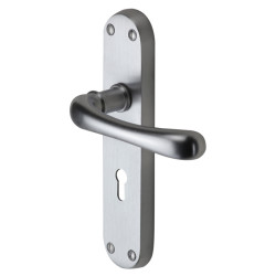 M Marcus Satin Chrome Keyhole Lock Door Handles - Donna Range - 183 x 42mm