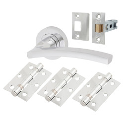 Serozzetta by Carlisle Brass Polished Chrome Latch Door Handles on Rose Ultimate Door Pack - Tavira Range