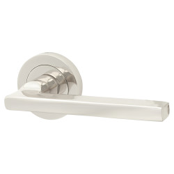 Touchpoint Polished Nickel Door Handles on Round Rose - Lexi Range