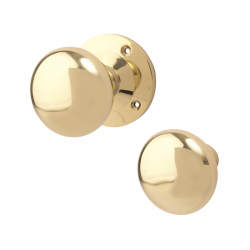 Altro Polished Brass Round Rim Door Knob - 57mm Rose Diameter