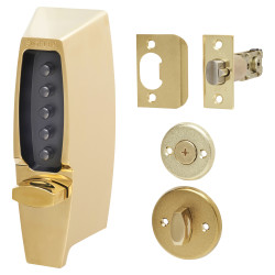 dormakaba Unican 7104 Light Duty Push Button Code Lock and Latch - Polished Brass