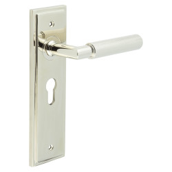 Burlington by Frelan Polished Nickel Fire Rated Euro Lock Door Handles - Piccadilly - 200 x 55mm