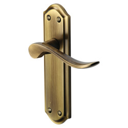 Heritage Brass by M Marcus Antique Brass Scroll Latch Door Handles - Sandown Range - 180 x 48mm