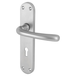 Touchpoint Satin Chrome Keyhole Lock Door Handles - Sassari Range - 182 x 39mm