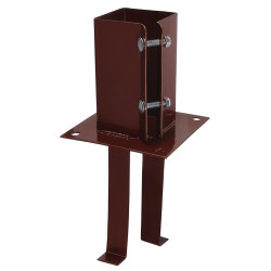 Powapost Fence Post Concrete in Shoe - Twin Bolt - 100 x 100mm - Brown Powder Coated