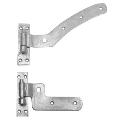 GateMate Heavy Duty Curved Rail Hook & Band Gate Hinge Kit - 300 x 40mm - Left Hand - Galv - Pair