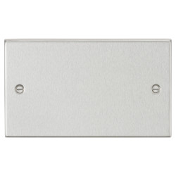 Knightsbridge 2 Gang Square Edge Blank Plate - Brushed Chrome